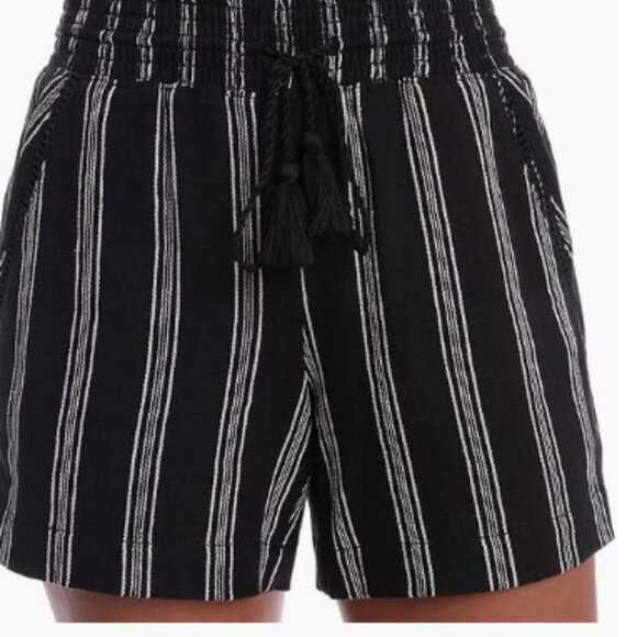Briggs Womens Pull On Summer Linen Shorts Size 2XL Black Stripes - Picture 2 of 4